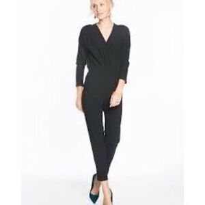 Marine Layer Nellie Black Crepe Jumpsuit Sz M Pockets Elastic Waist